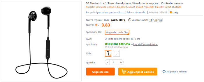 Auricolari Bluetooth S6 offerta TomTop