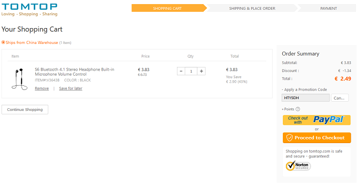 Auricolari Bluetooth S6 offerta TomTop