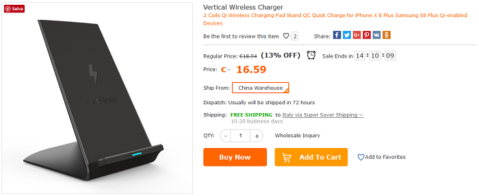 Caricatore Wireless verticale offerta Cafago