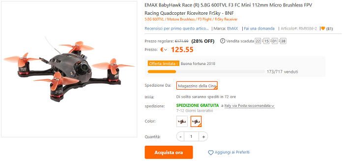 EMAX BabyHawk Race offerta TomTop