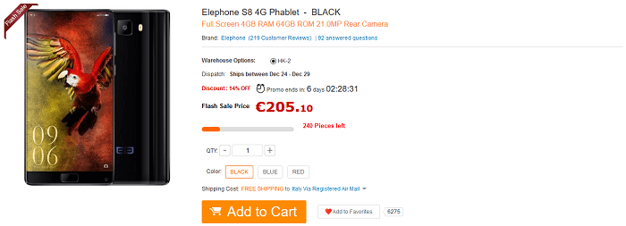 Elephone S8 flash sale GearBest