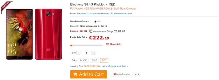 Elephone S8 flash sale GearBest