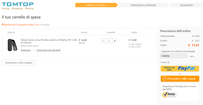 Wechip W1 Telecomando wireless offerta TomTop