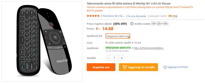 Wechip W1 Telecomando wireless offerta TomTop