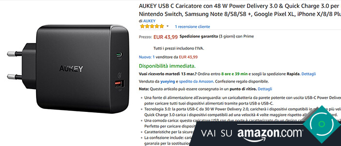 Aukey Caricatore da parete PA-Y11 recensione