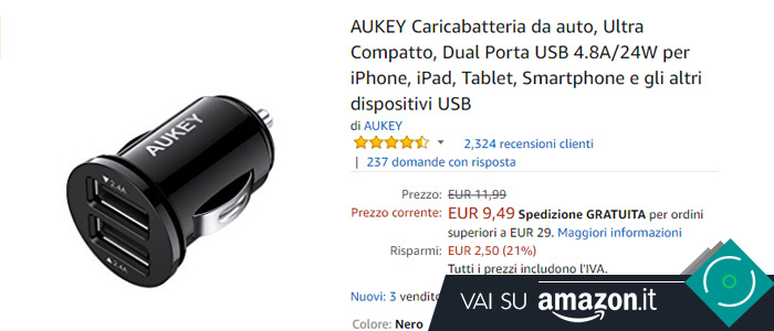 Prezzo Amazon Caricabatteria da auto AUKEY