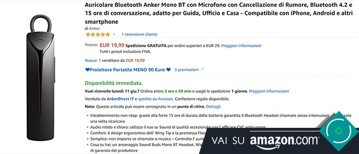 Anker SoundBuds Mono BT recensione