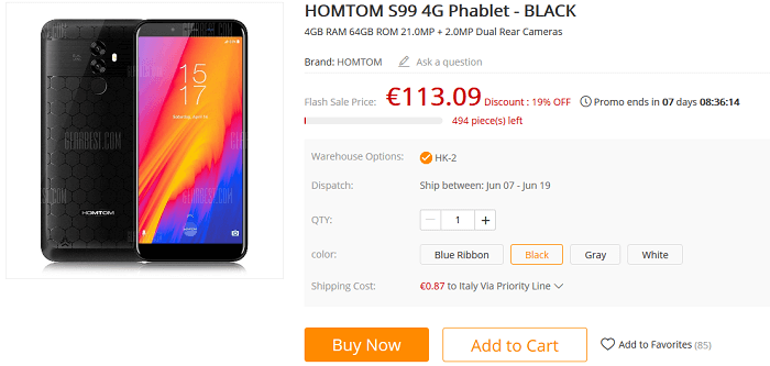 HomTom S99 flash sale GearBest