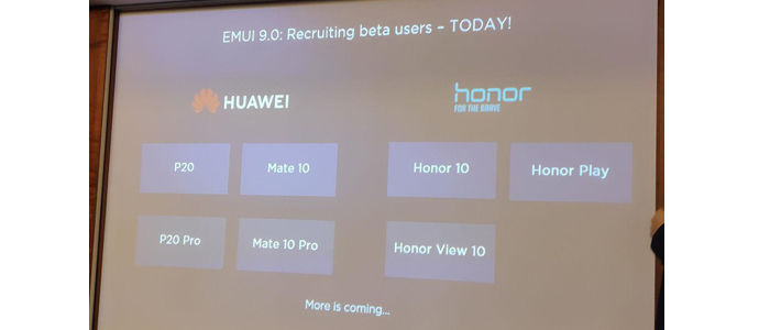 Slide smartphone Huawei ed Honor per l'aggiornamento EMUI 9 dall'IFA di Berlino