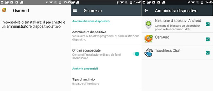 disinstallare app Android