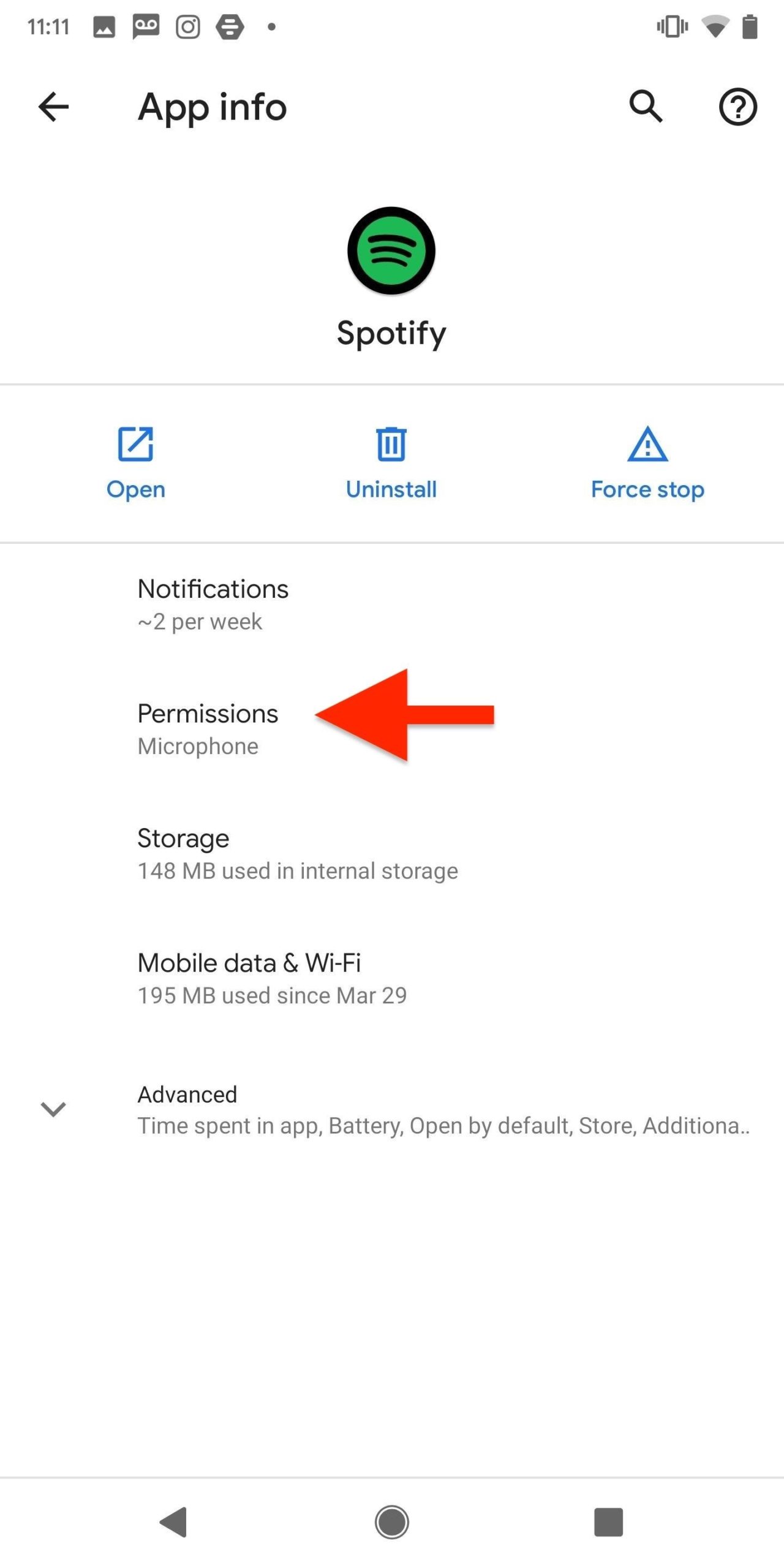 Impostazioni permessi Android