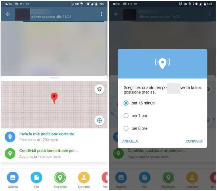 tracciare la posizione telegram