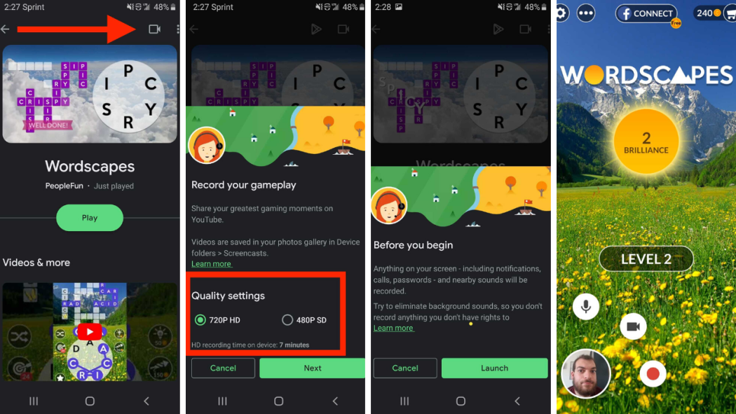 registrare lo schermo google play giochi